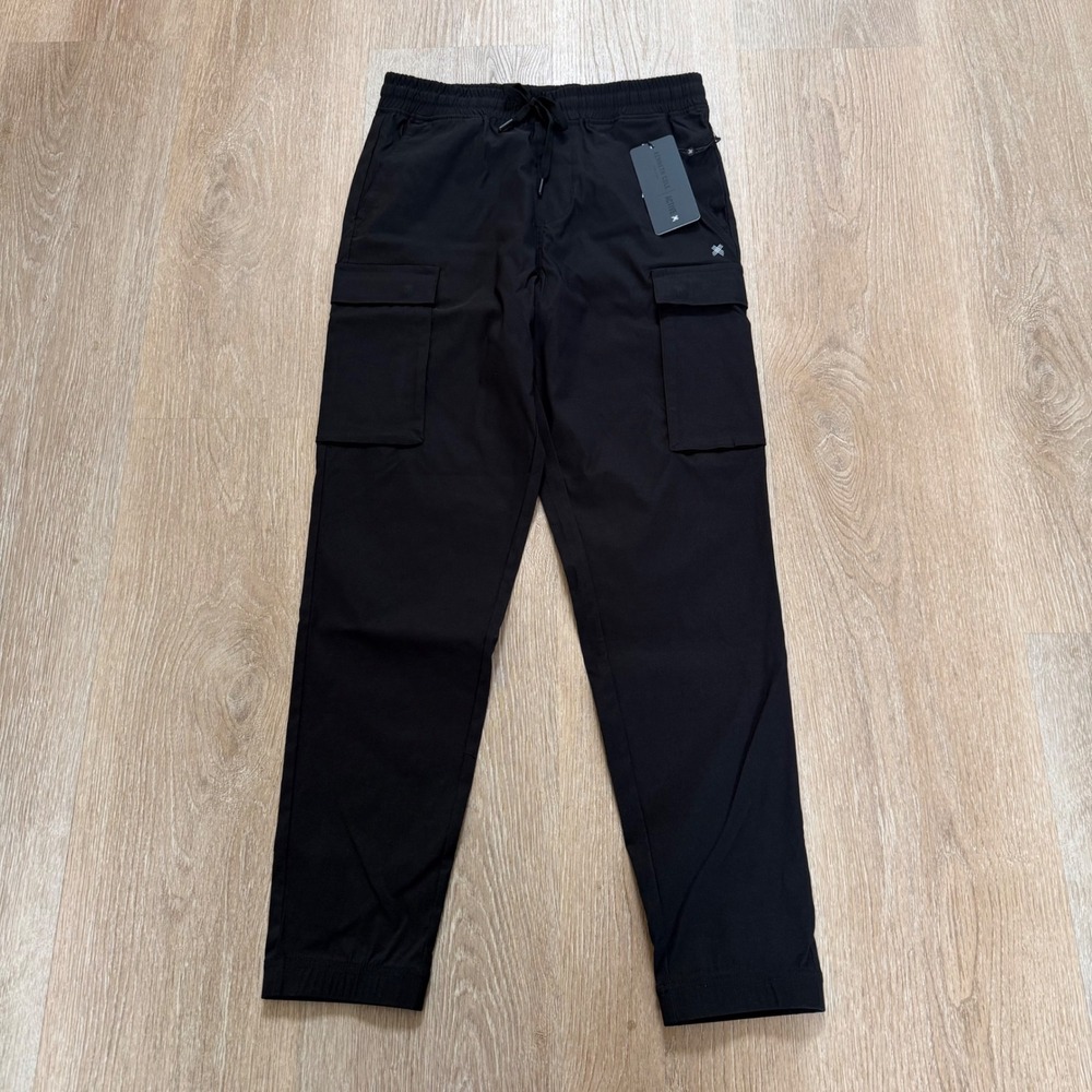 Kenneth Cole Tech Jogger Active Cargo Pants Mens S Black Stretch Lightweight NET
